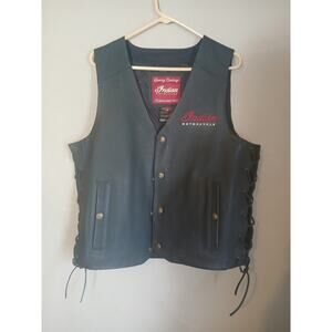 Indian Motorcycle Men's Western Biker Vest, Leather Riding Vest Motorcycle Vest